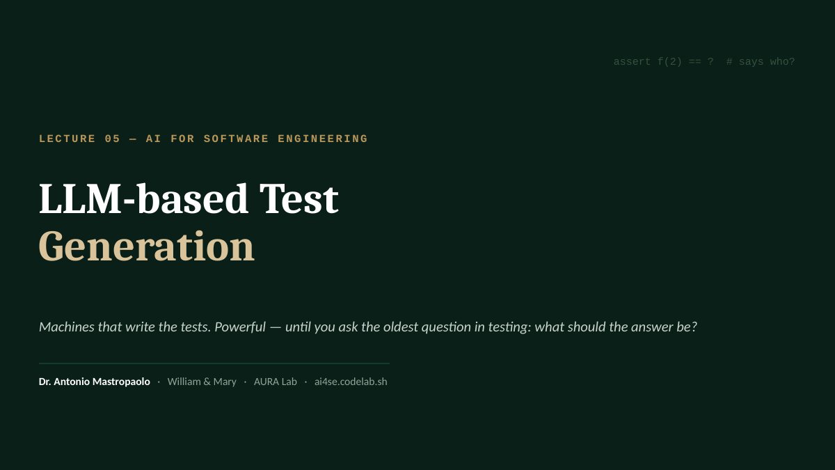 Title slide for LLM-based test generation